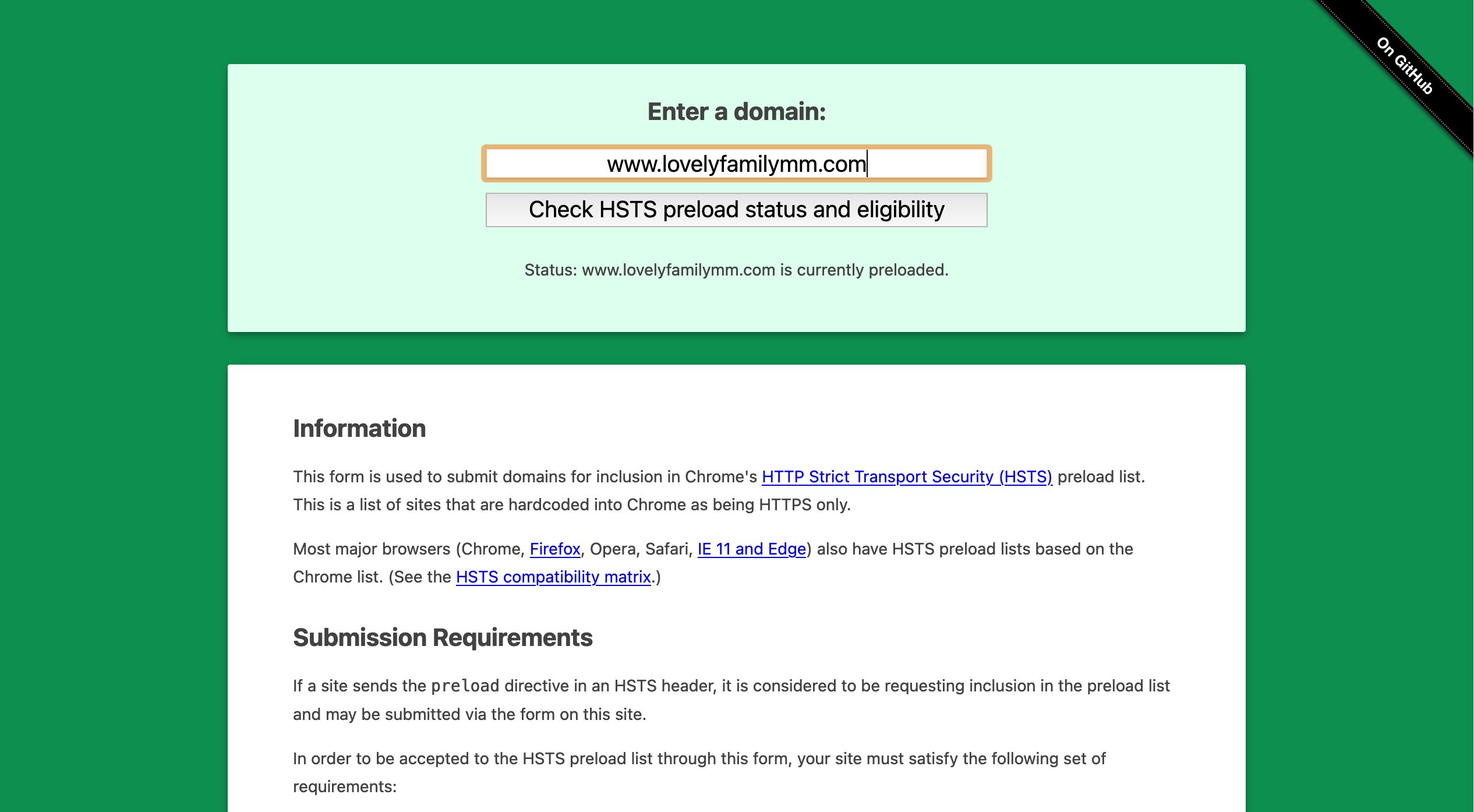 HSTS Test - Lovely Family